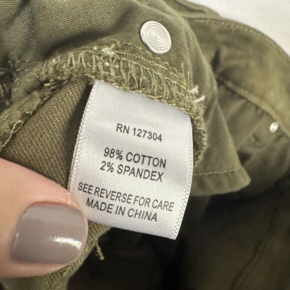 John Mark Cropped Jeans 10 Raw Split Hem Army Green Stretch Casual Pants 31x26 - Picture 8 of 8